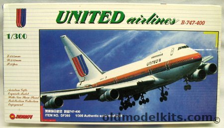 Zhengdefu 1/300 Boeing 747-400 United Air Lines, DF360 plastic model kit